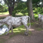 Cow sculpture in park